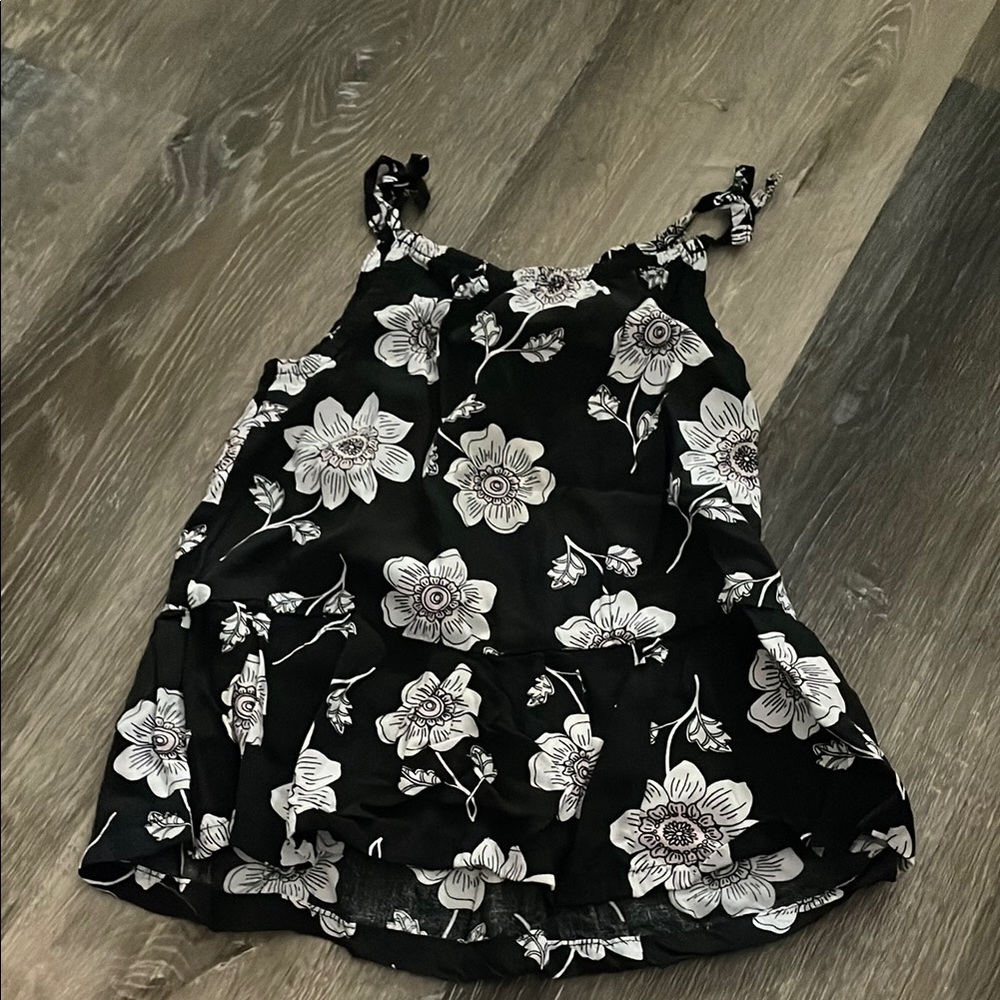 Floral Black and White Kids Dress